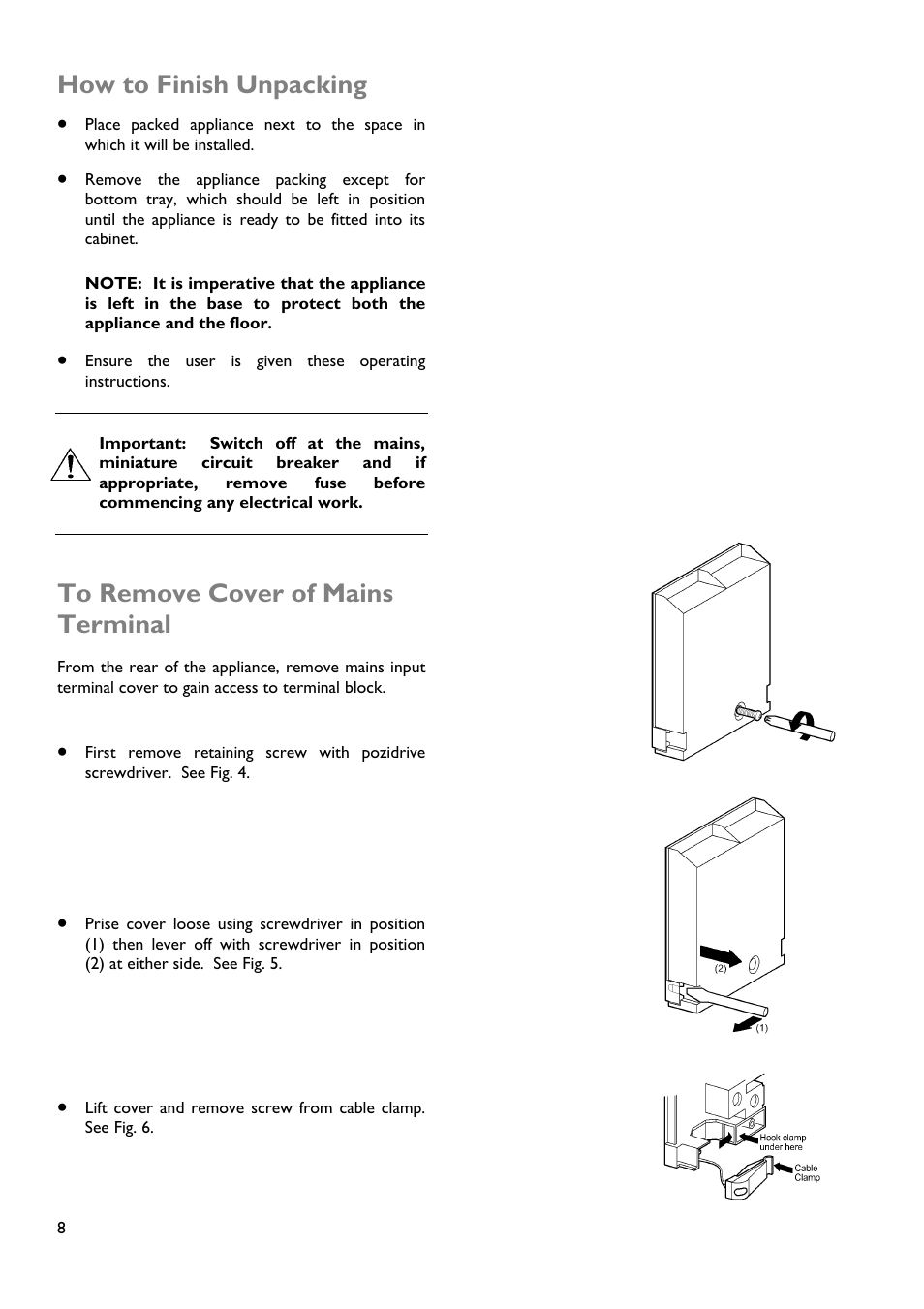 How to finish unpacking | John Lewis JLBIDOS904 User Manual | Page 8 / 32