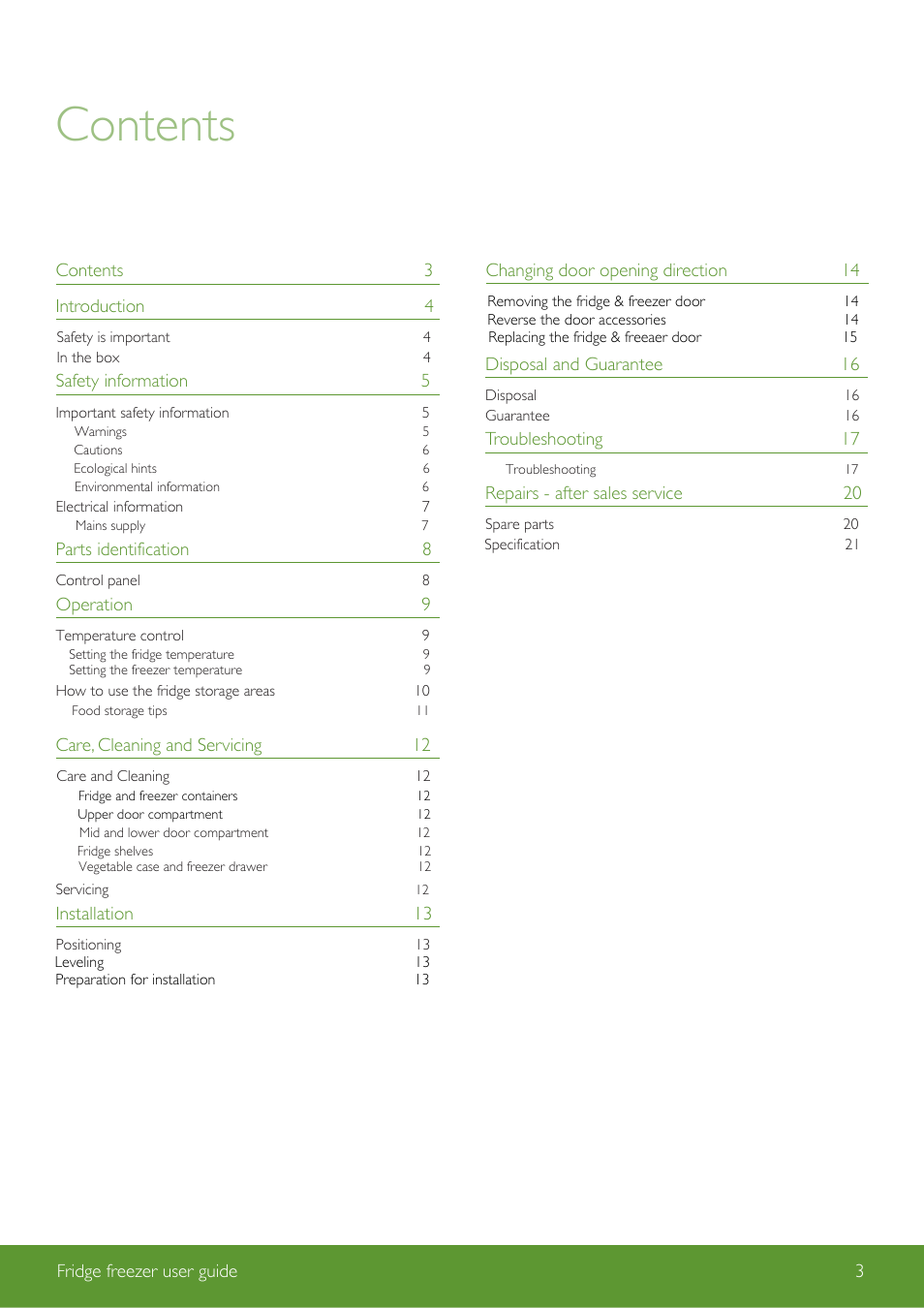 John Lewis Fridge Freezer JLFSWH2002 User Manual | Page 3 / 24