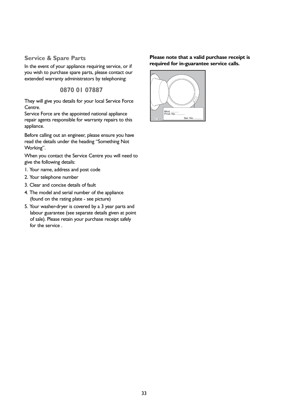 Service & spare parts | John Lewis JLBIWD 1400 User Manual | Page 33 / 34