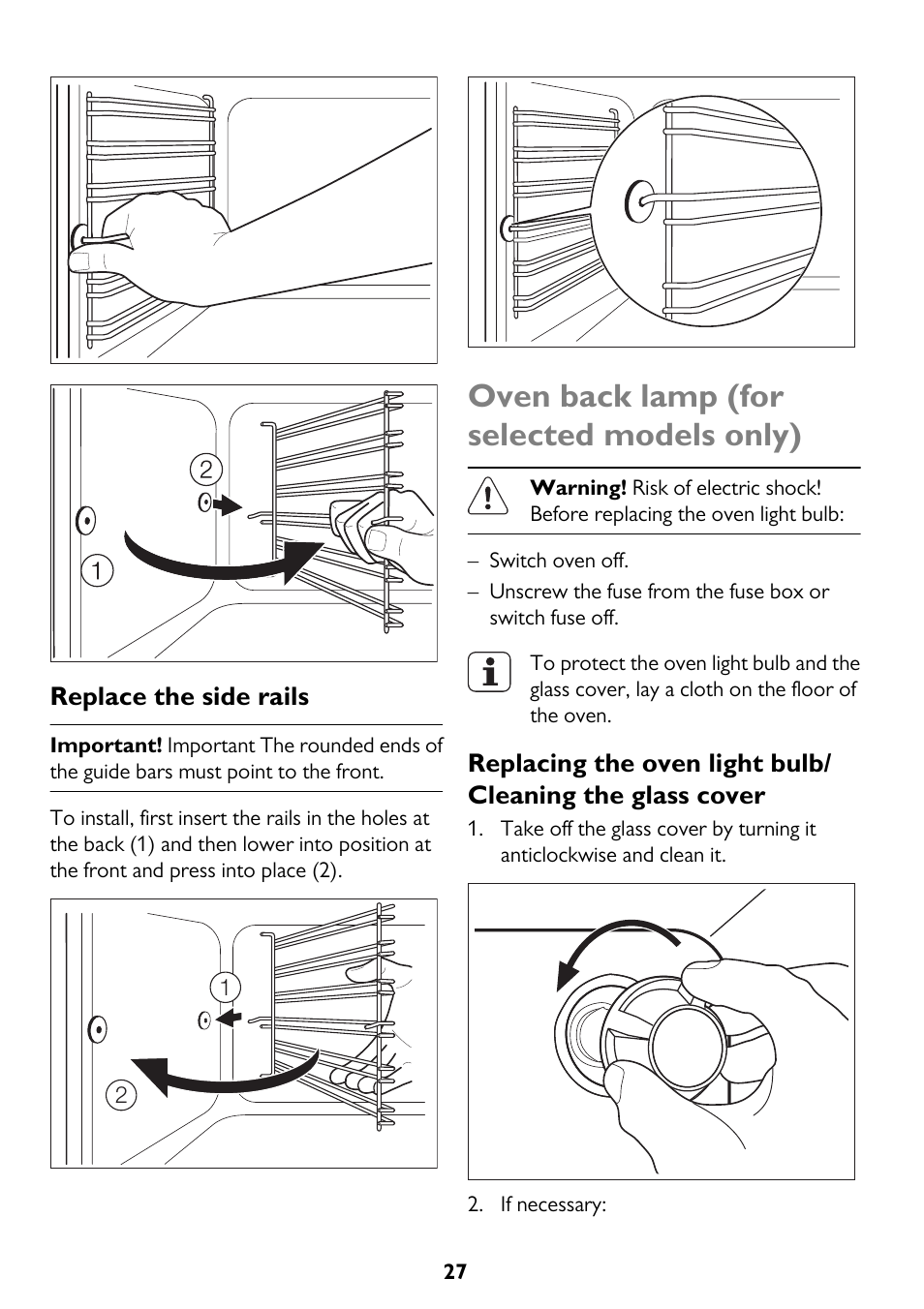 Oven back lamp (for selected models only) | John Lewis JLBIDO913 User Manual | Page 27 / 44