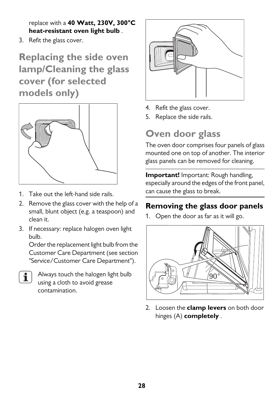 Oven door glass | John Lewis JLBIDO913 User Manual | Page 28 / 44