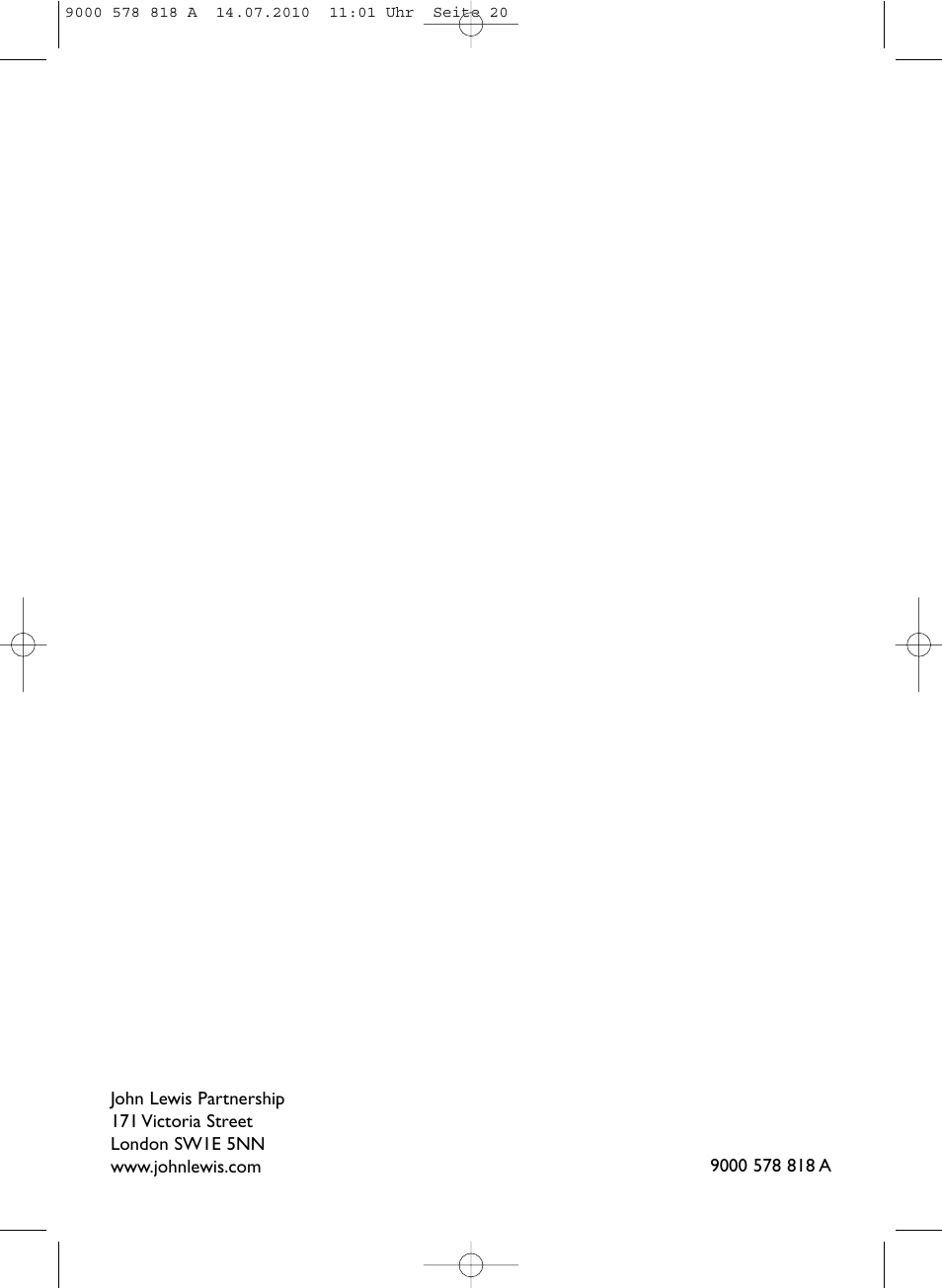 John Lewis JLVS06 User Manual | Page 20 / 20