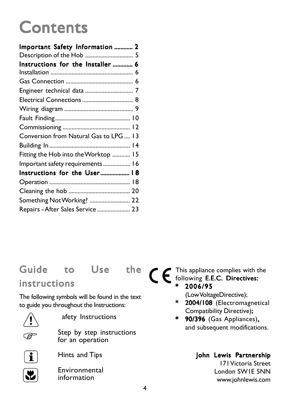 John Lewis JLBIGH753 User Manual | Page 4 / 24