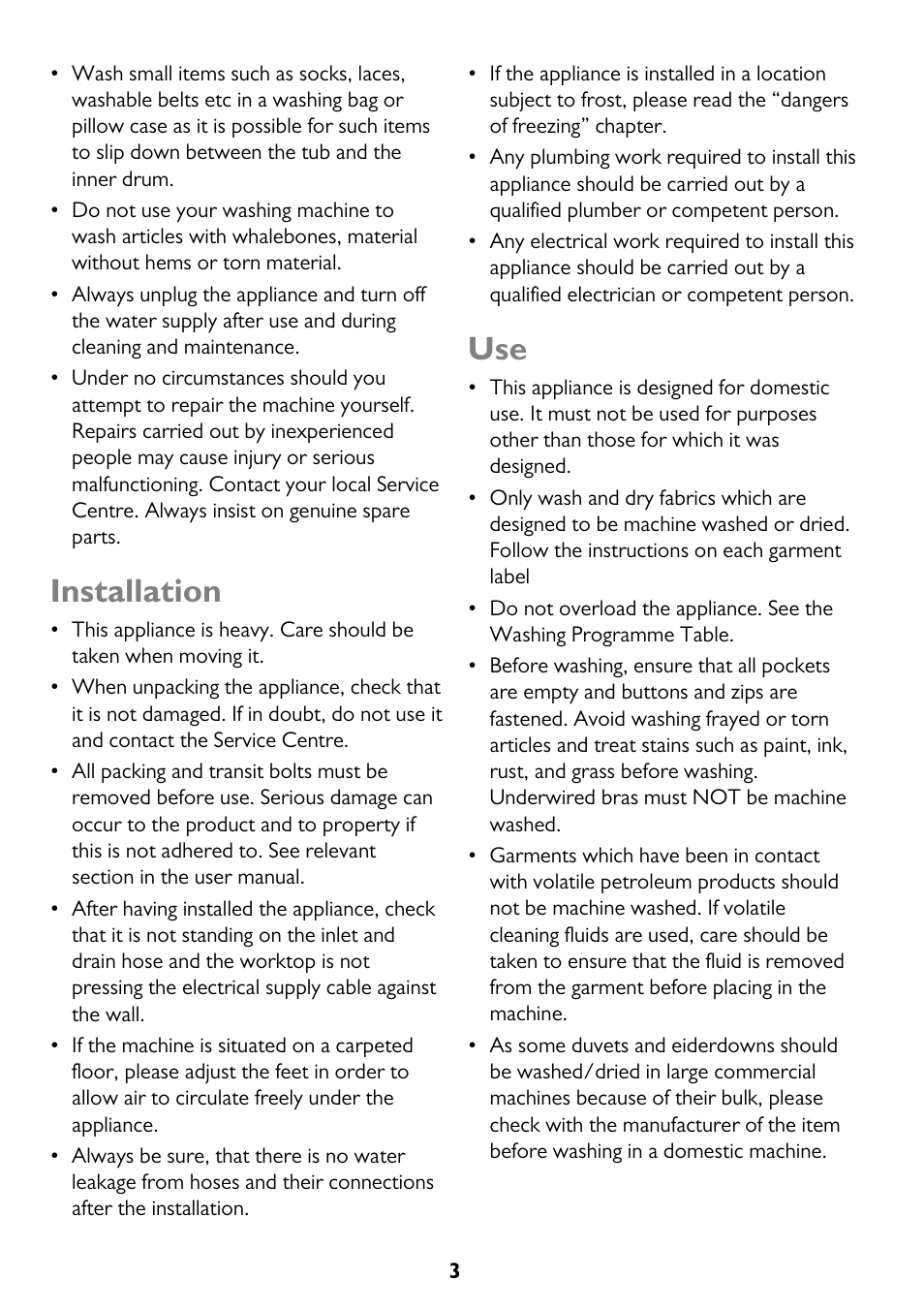 Installation | John Lewis JLWM 1604 User Manual | Page 3 / 44