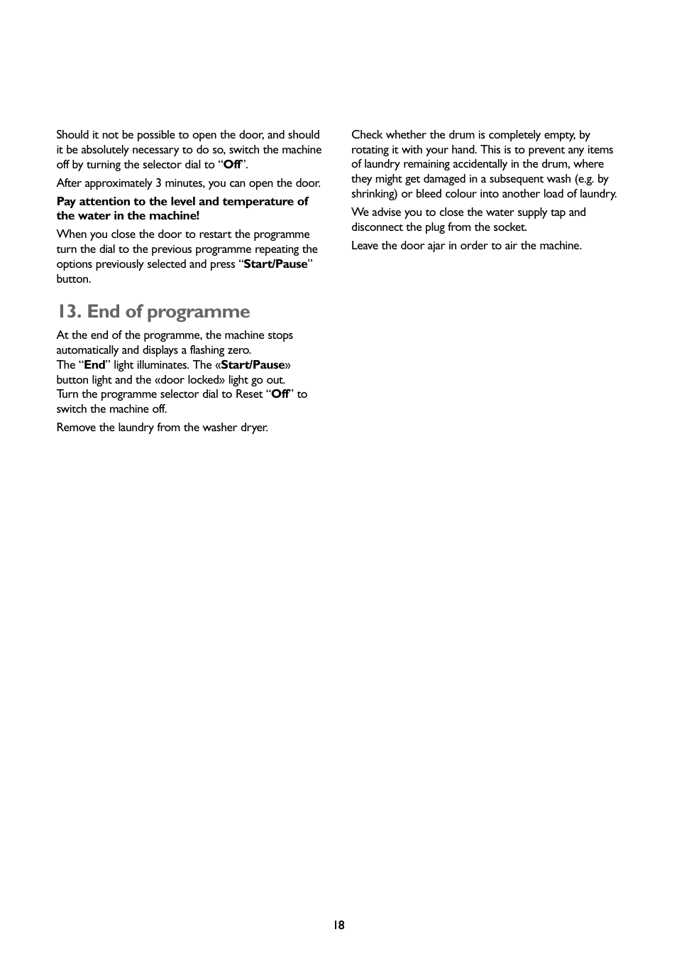 End of programme | John Lewis JLWD 1408 User Manual | Page 18 / 31