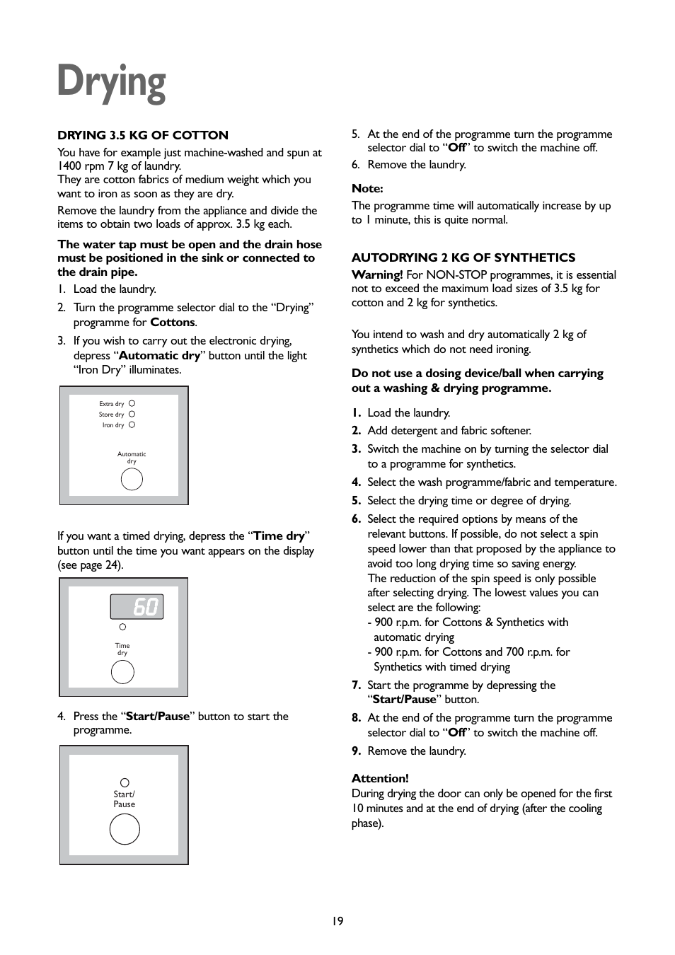 Drying | John Lewis JLWD 1408 User Manual | Page 19 / 31