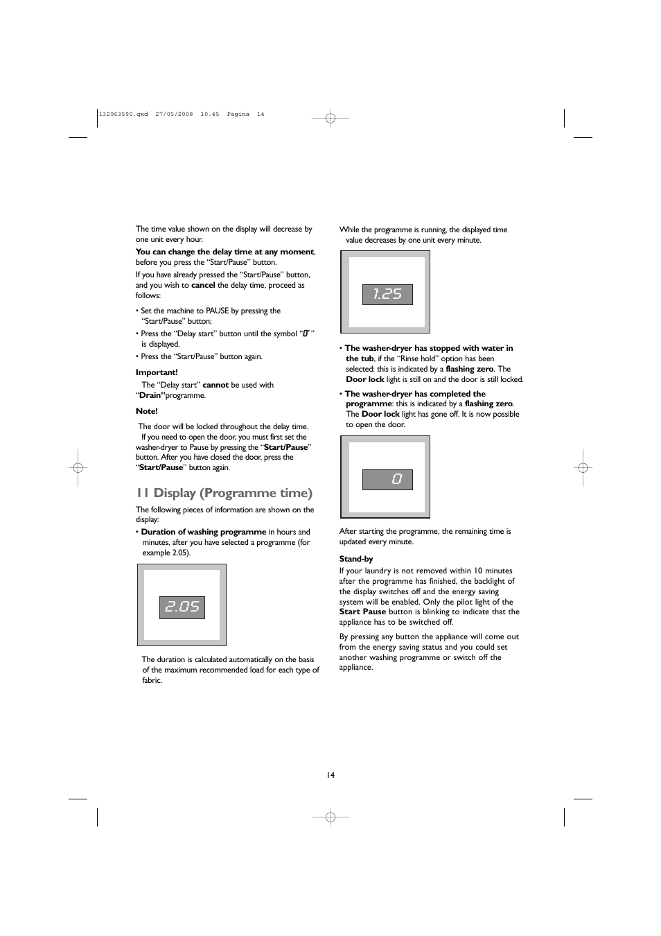 11 display (programme time) | John Lewis 1609 User Manual | Page 14 / 32