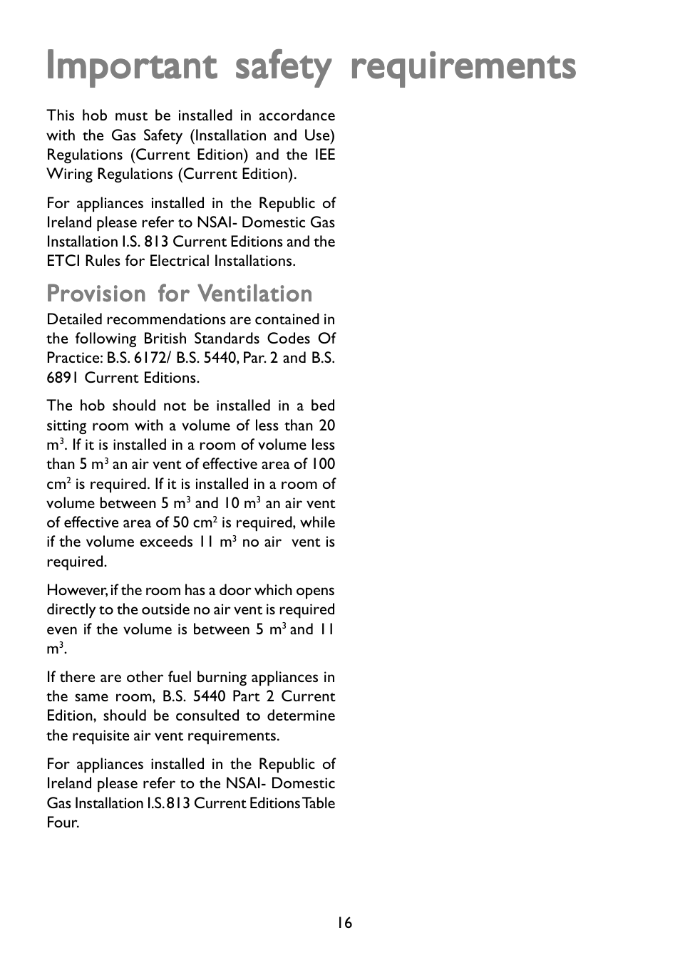 Impor | John Lewis GAS HOB JLBIGGH605 User Manual | Page 16 / 24