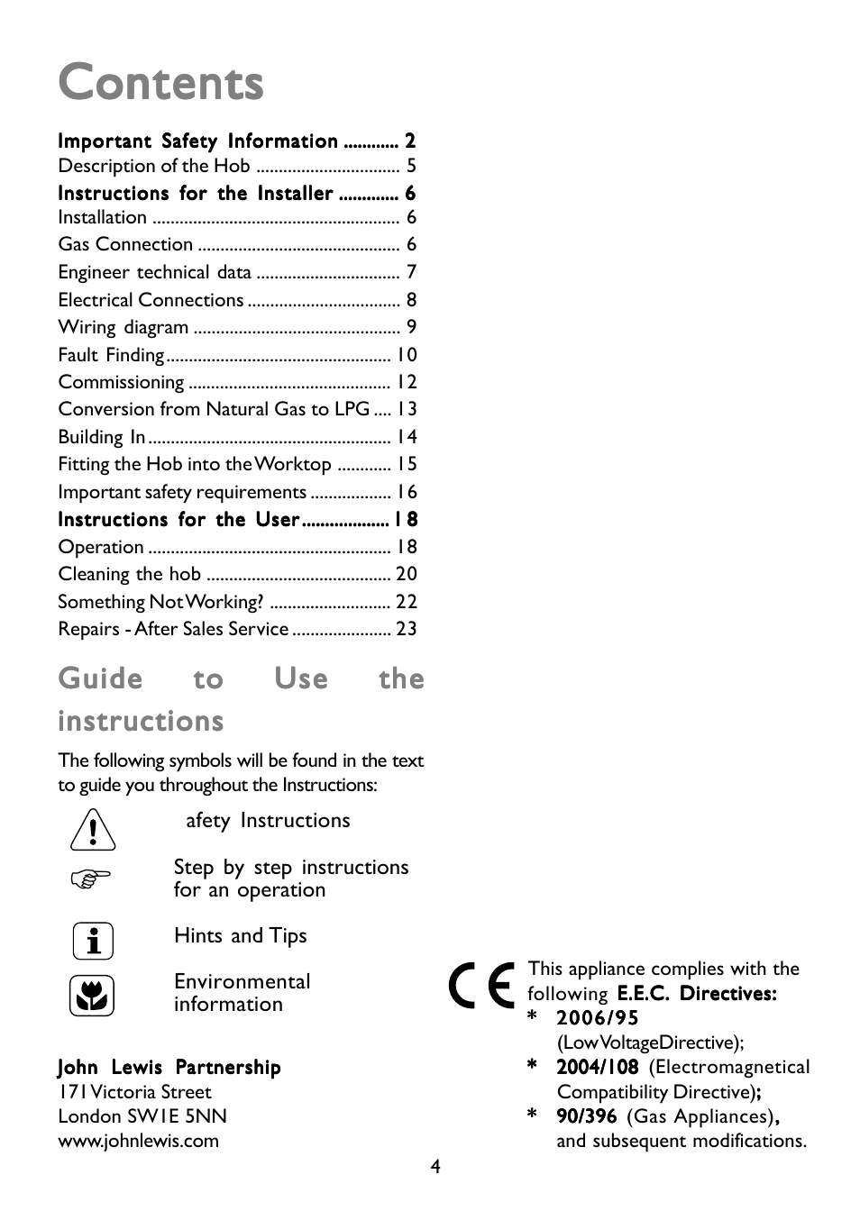 John Lewis GAS HOB JLBIGGH605 User Manual | Page 4 / 24