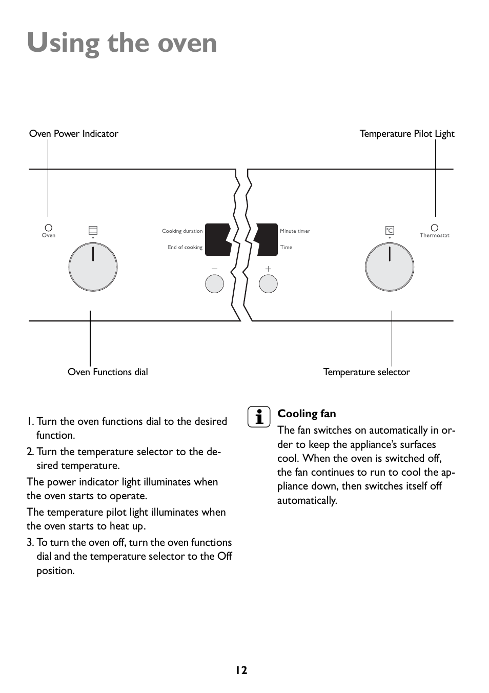 Using the oven | John Lewis JLBIOS607 User Manual | Page 12 / 52