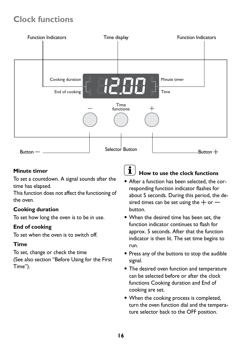 Clock functions | John Lewis JLBIOS607 User Manual | Page 16 / 52
