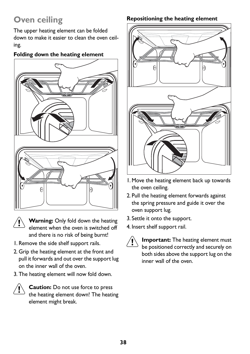 Oven ceiling | John Lewis JLBIOS607 User Manual | Page 38 / 52