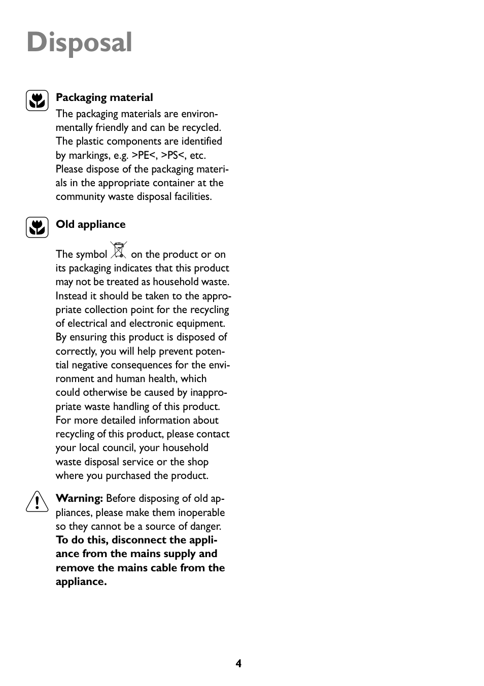 Disposal | John Lewis JLBIOS607 User Manual | Page 4 / 52