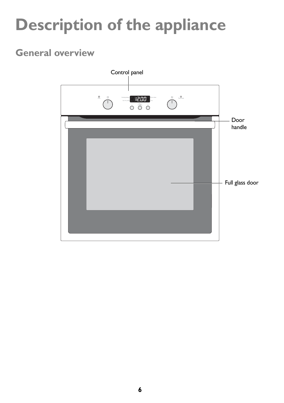 Description of the appliance, General overview | John Lewis JLBIOS607 User Manual | Page 6 / 52