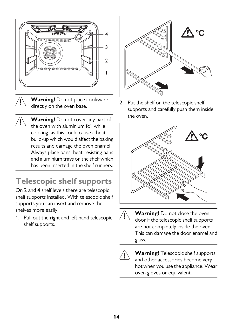 Telescopic shelf supports | John Lewis JLBIOS662 User Manual | Page 14 / 36