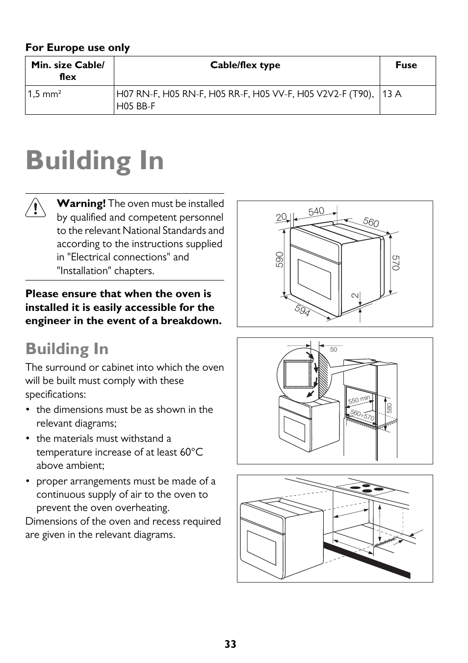 Building in | John Lewis JLBIOS662 User Manual | Page 33 / 36