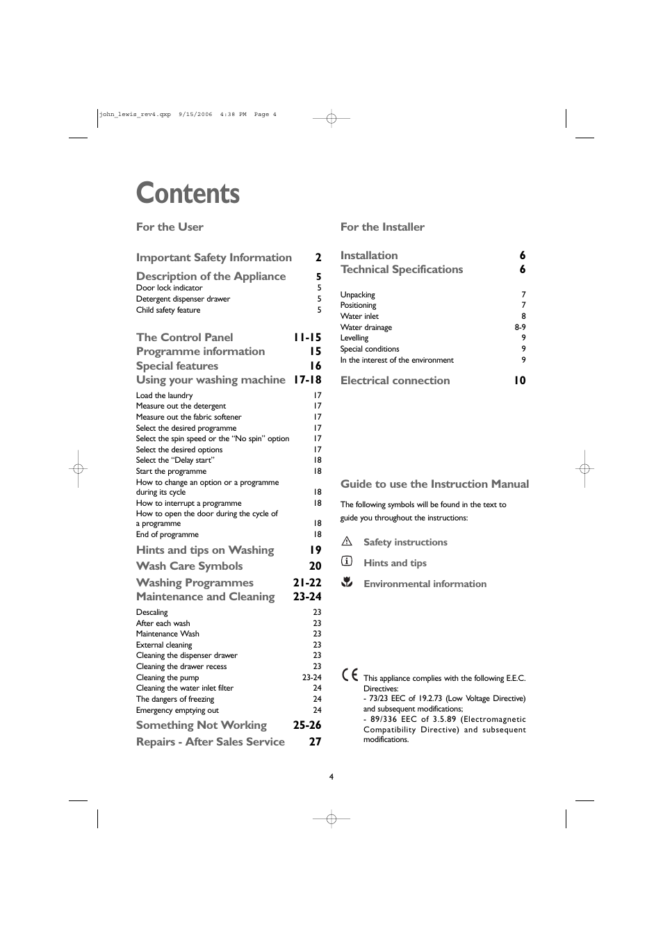 John Lewis JLWM1405 User Manual | Page 4 / 28