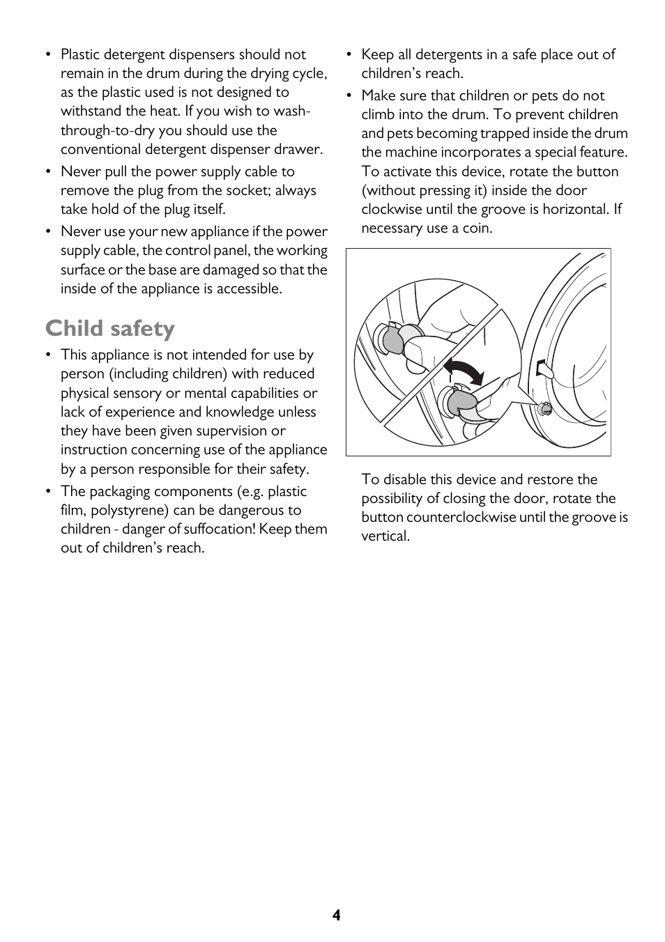 Child safety | John Lewis JLWM 1200 User Manual | Page 4 / 36