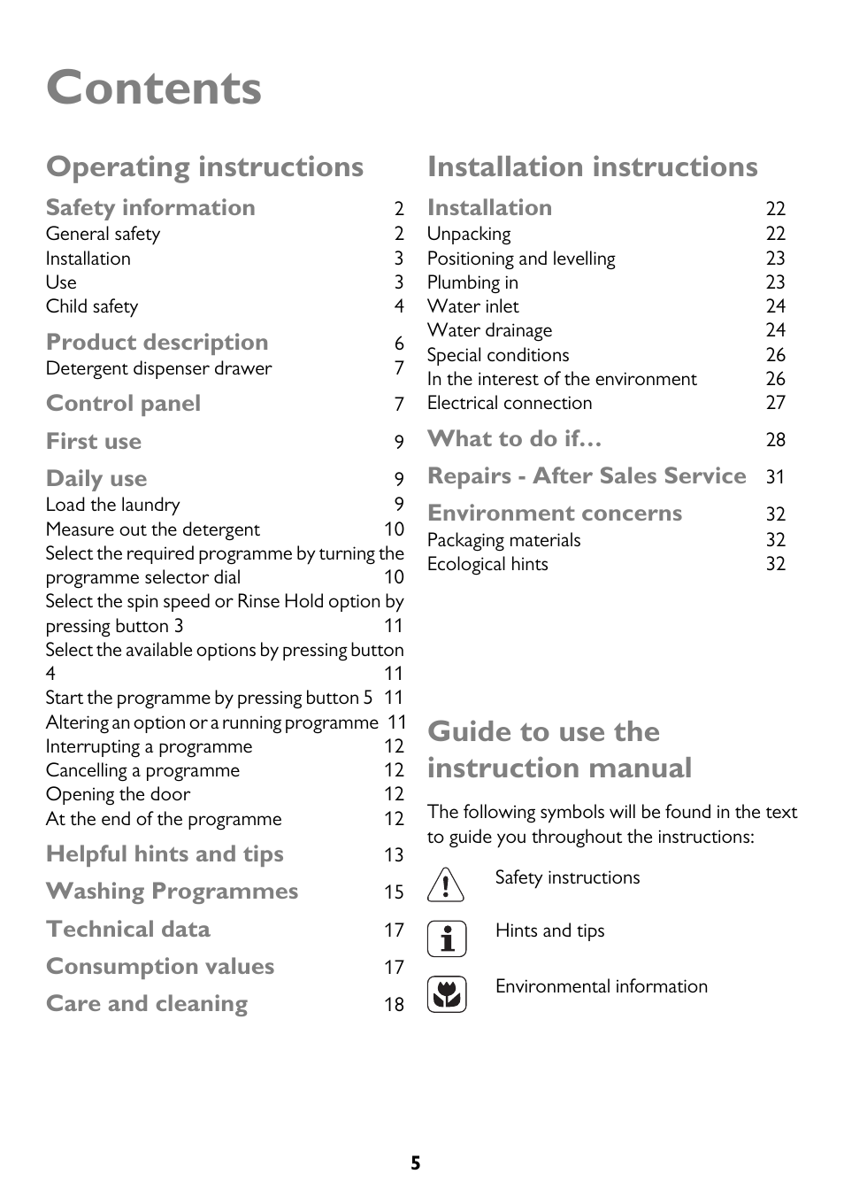 John Lewis JLWM 1200 User Manual | Page 5 / 36