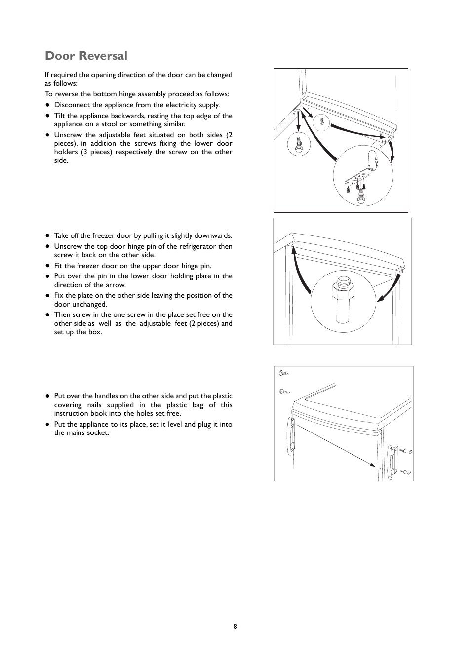 Door reversal | John Lewis JLUCLFW6003 User Manual | Page 8 / 20