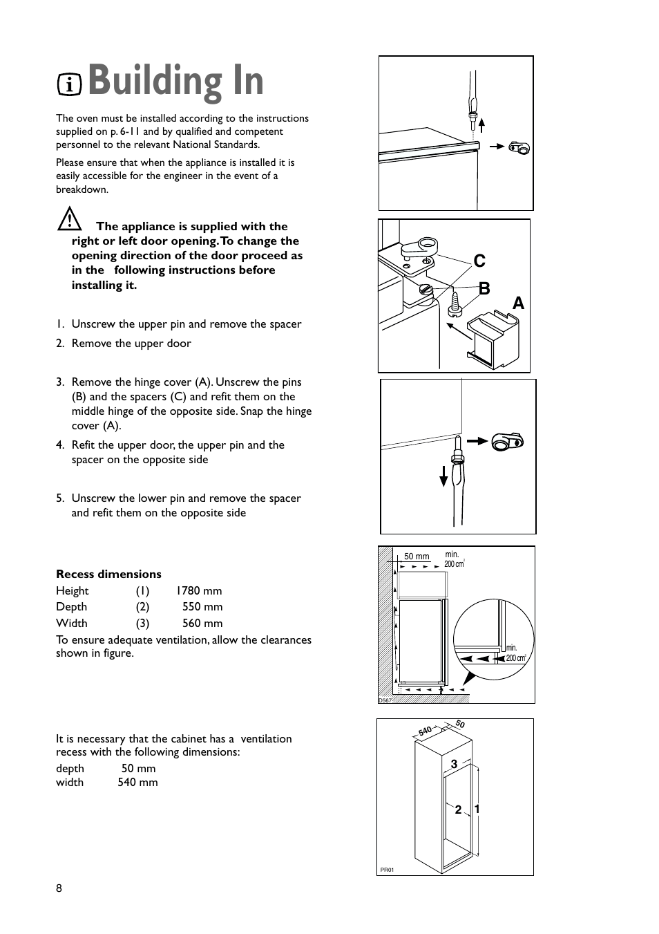 Building in, Bc a | John Lewis JLBIFF 1801 User Manual | Page 8 / 20