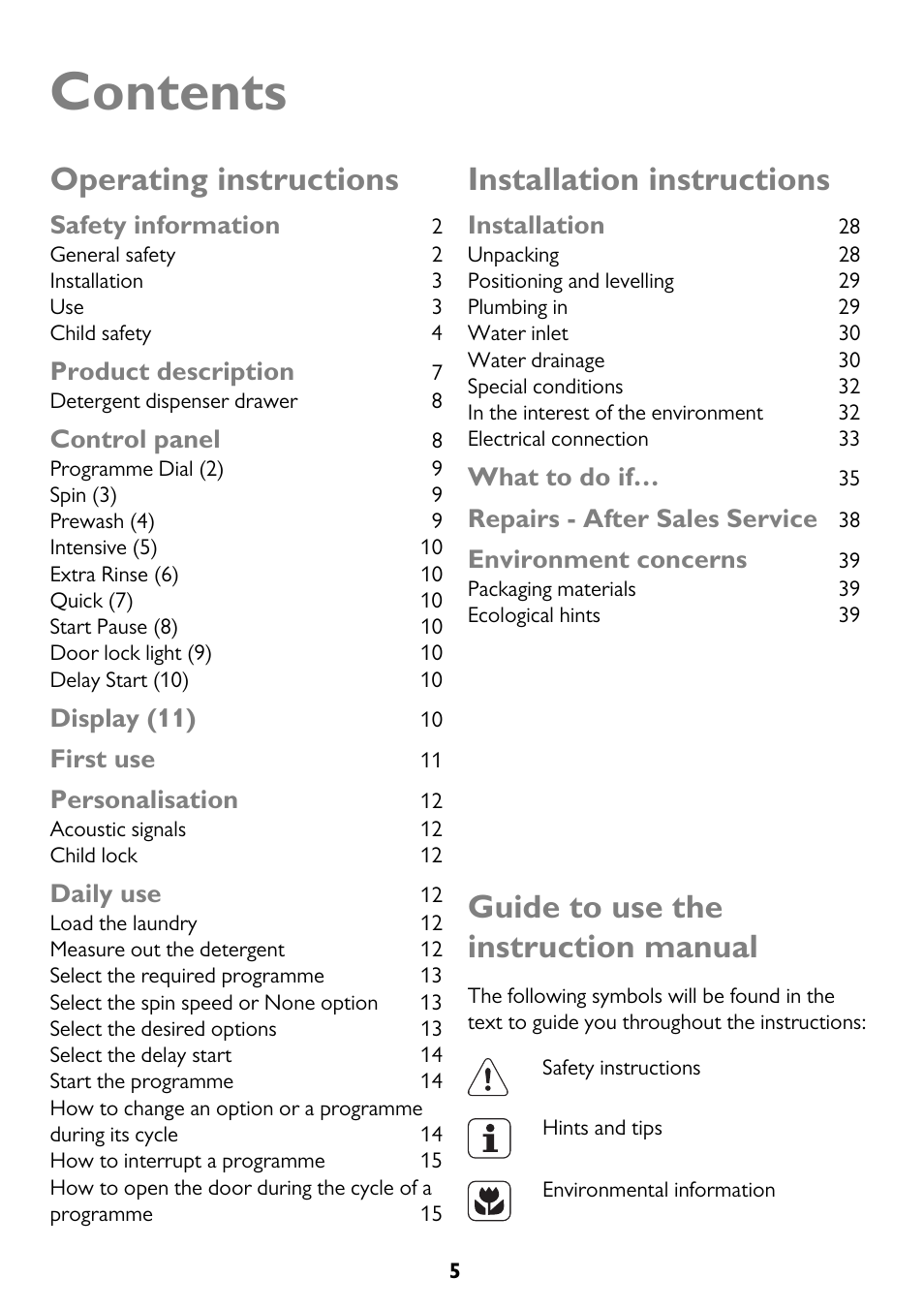 John Lewis JLWM 1203 User Manual | Page 5 / 40