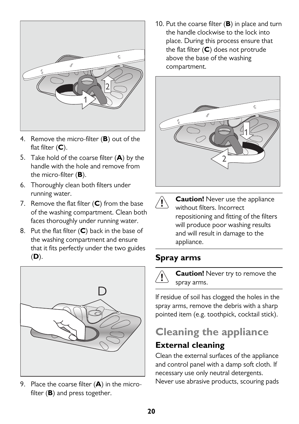 Cleaning the appliance | John Lewis JLBIDW 1201 User Manual | Page 20 / 32