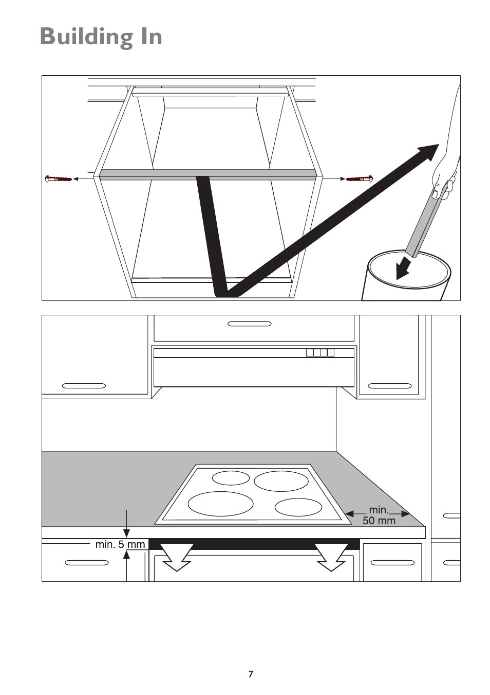 Building in | John Lewis U29492 JLBIIH603 User Manual | Page 7 / 24