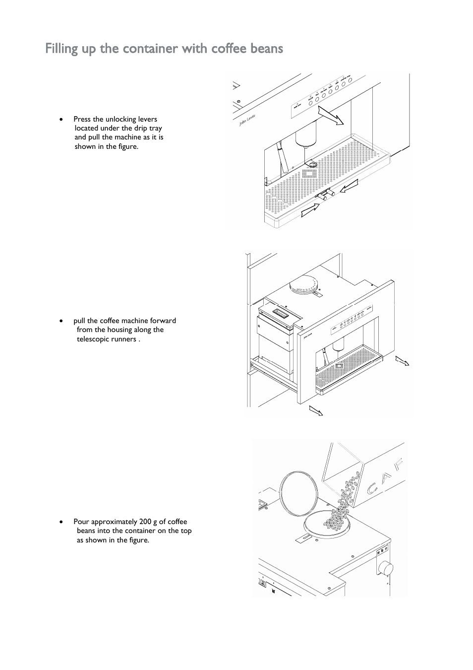 Filling up the container with coffee beans | John Lewis JLBICM 01 User Manual | Page 15 / 32