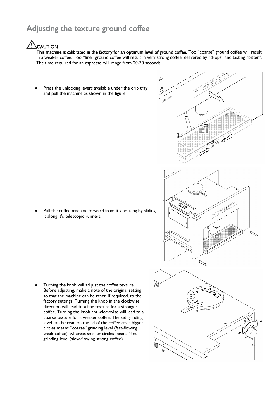 Adjusting the texture ground coffee | John Lewis JLBICM 01 User Manual | Page 17 / 32