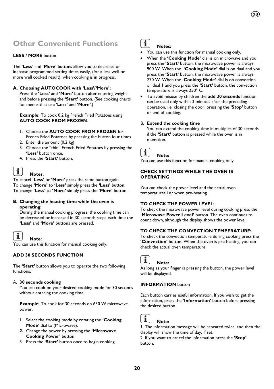 Other convenient functions | John Lewis JLBIMW01 User Manual | Page 20 / 28