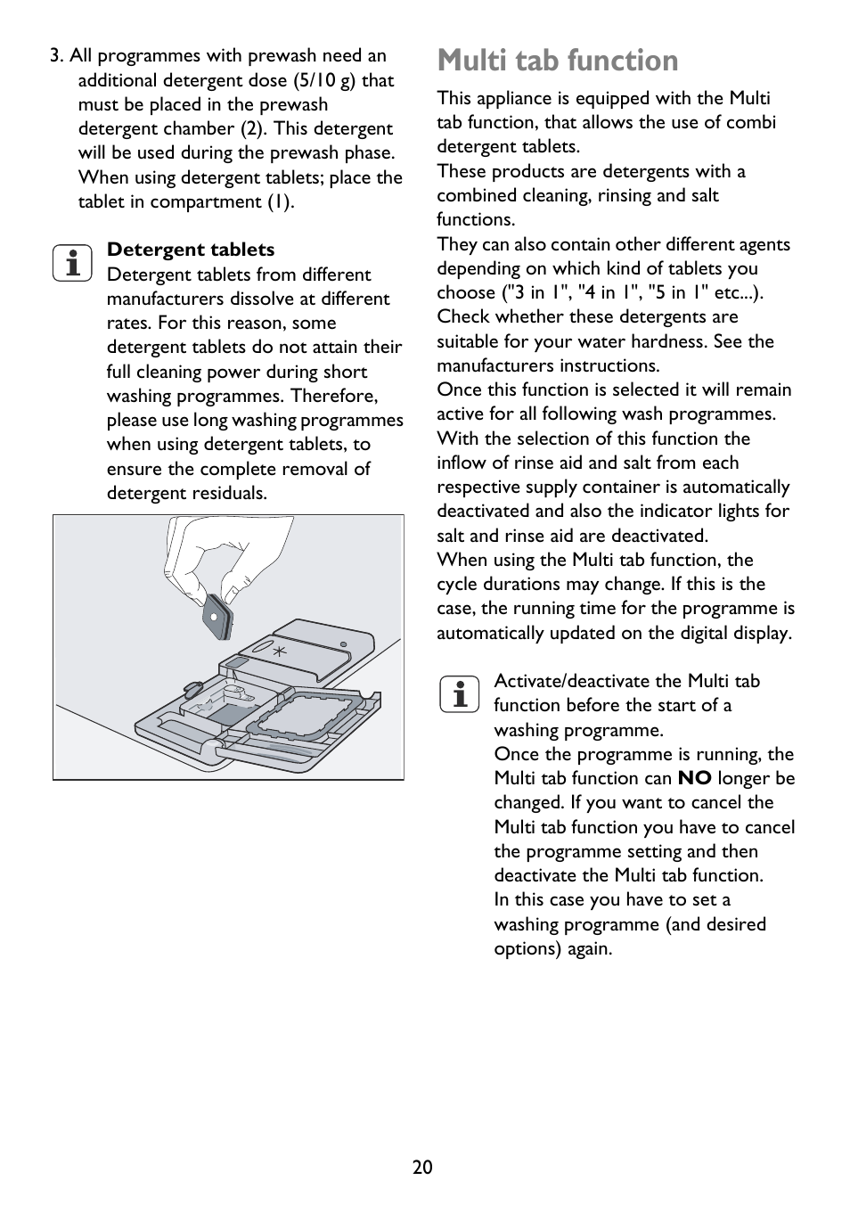 Multi tab function | John Lewis JLDWS 907 User Manual | Page 20 / 32