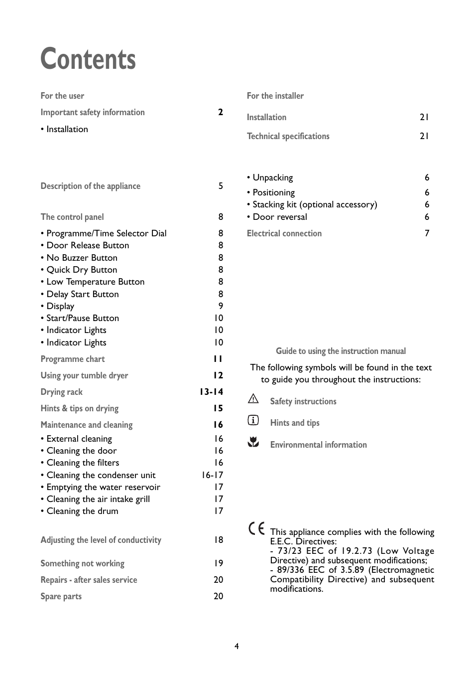 John Lewis CONDENSER TUMBLE DRYER JLTDC 09 User Manual | Page 4 / 22