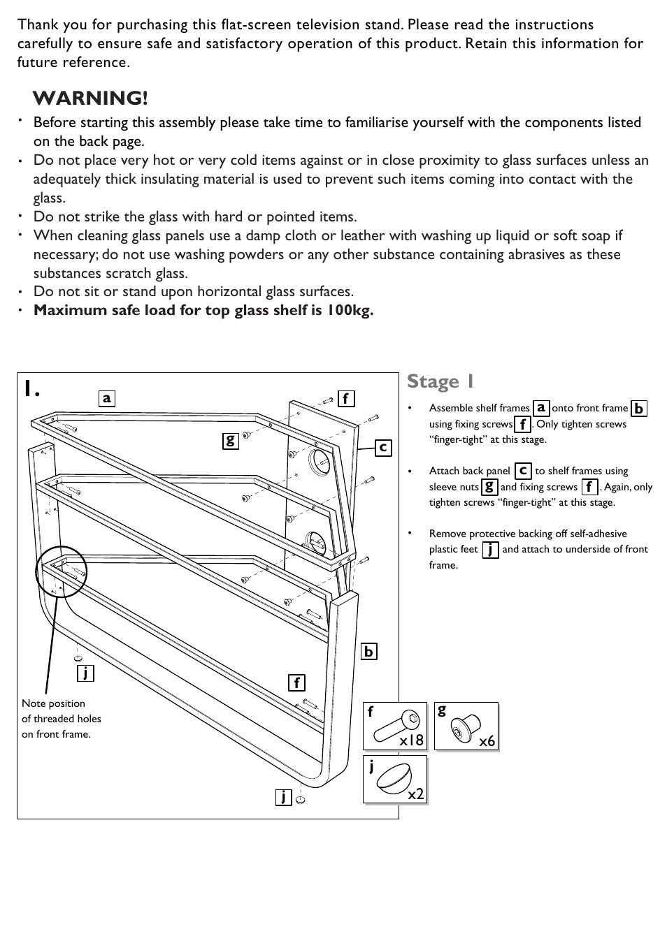 Stage 1, Warning | John Lewis JL3/95-CB User Manual | Page 2 / 4