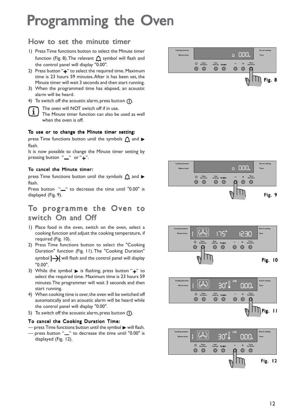 How to set the minute timer | John Lewis JLBIOS603 User Manual | Page 12 / 28