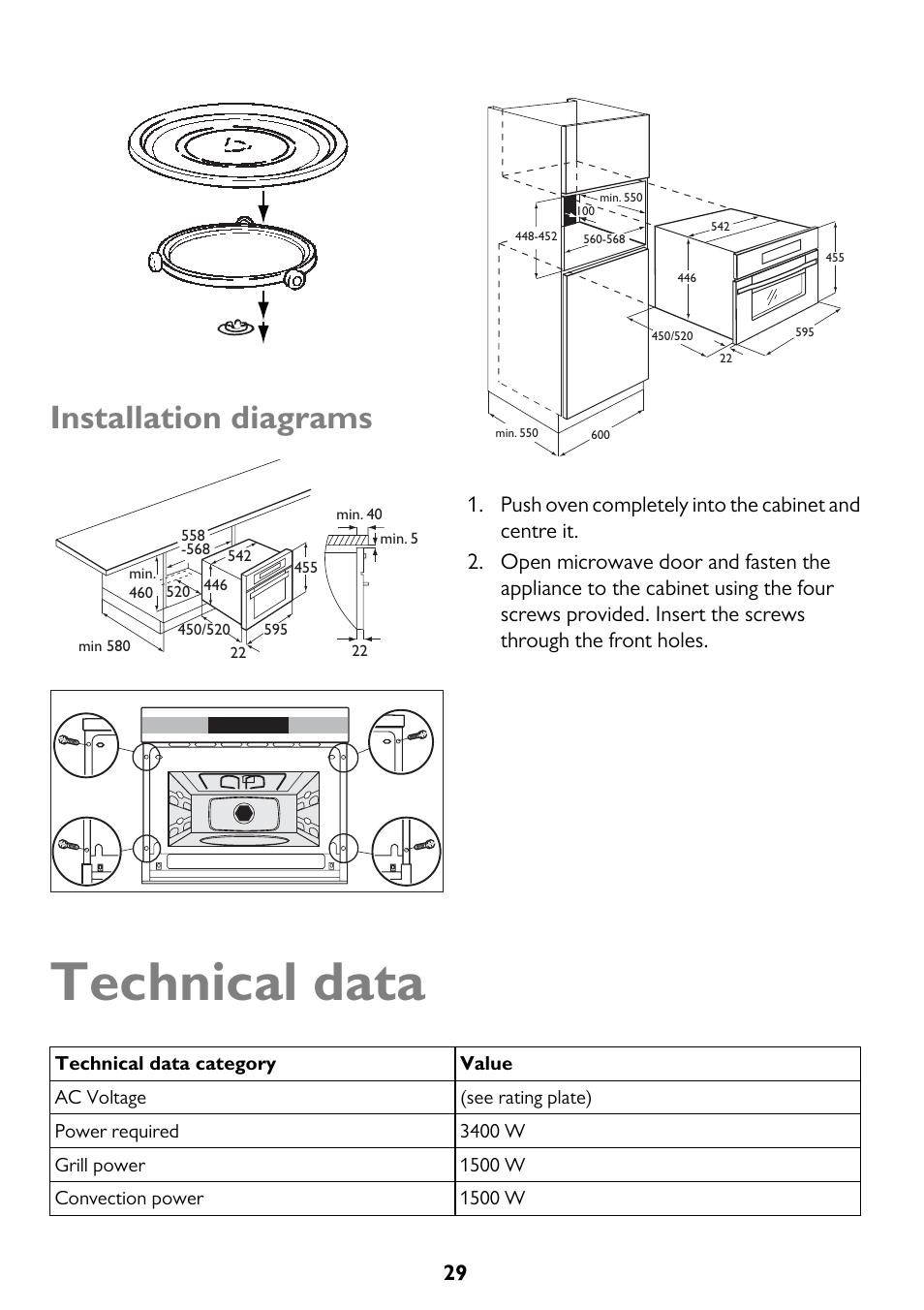 Technical data, Installation diagrams | John Lewis JLBICO2 User Manual | Page 29 / 32