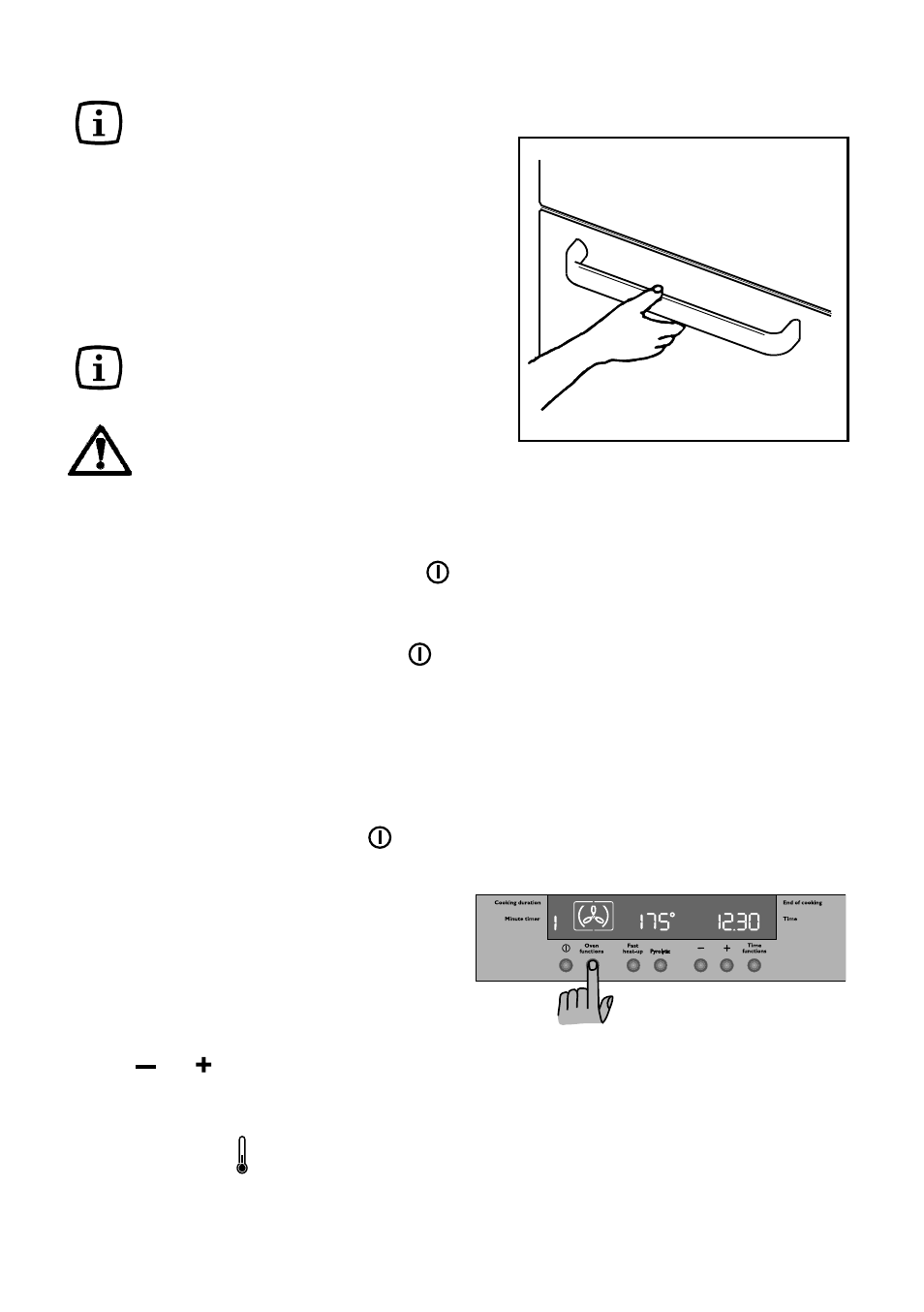 On/off" push button, How to select a cooking function | John Lewis JLBIOS664 User Manual | Page 9 / 40