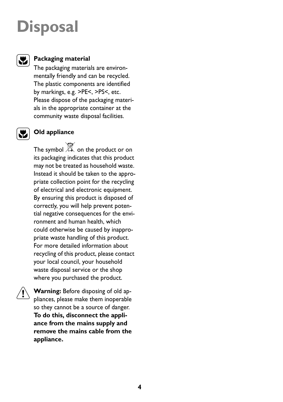 Disposal | John Lewis JLBIOS609 User Manual | Page 4 / 60