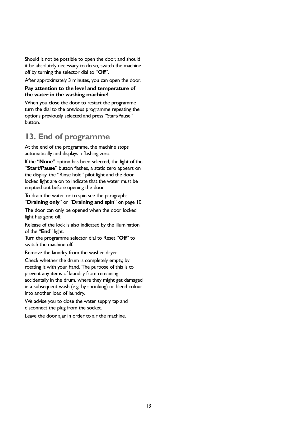 End of programme | John Lewis JLWD1404 User Manual | Page 13 / 29