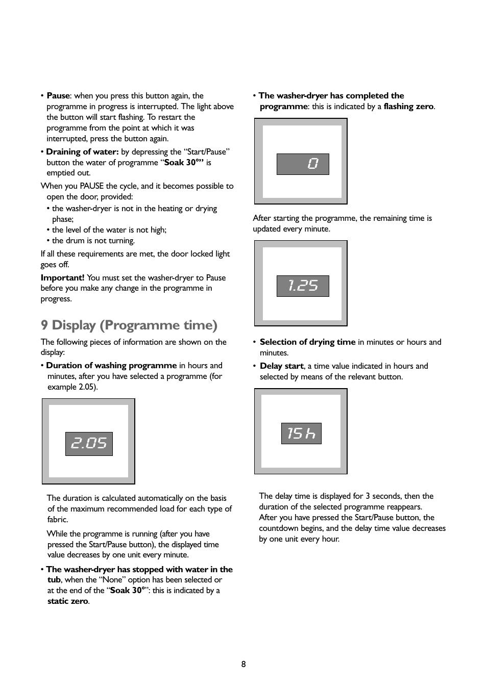 9 display (programme time) | John Lewis JLWD1404 User Manual | Page 8 / 29