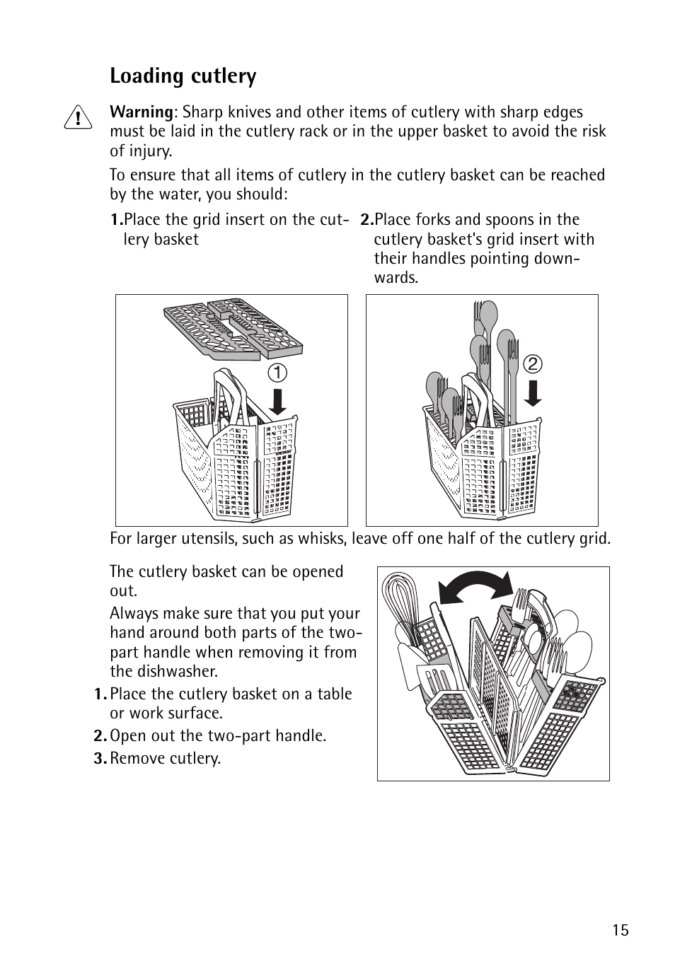 Loading cutlery | John Lewis JLDWS1202 User Manual | Page 15 / 40