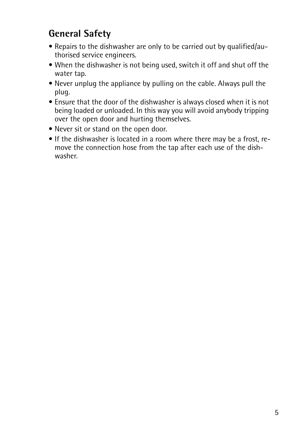 General safety | John Lewis JLDWS1202 User Manual | Page 5 / 40