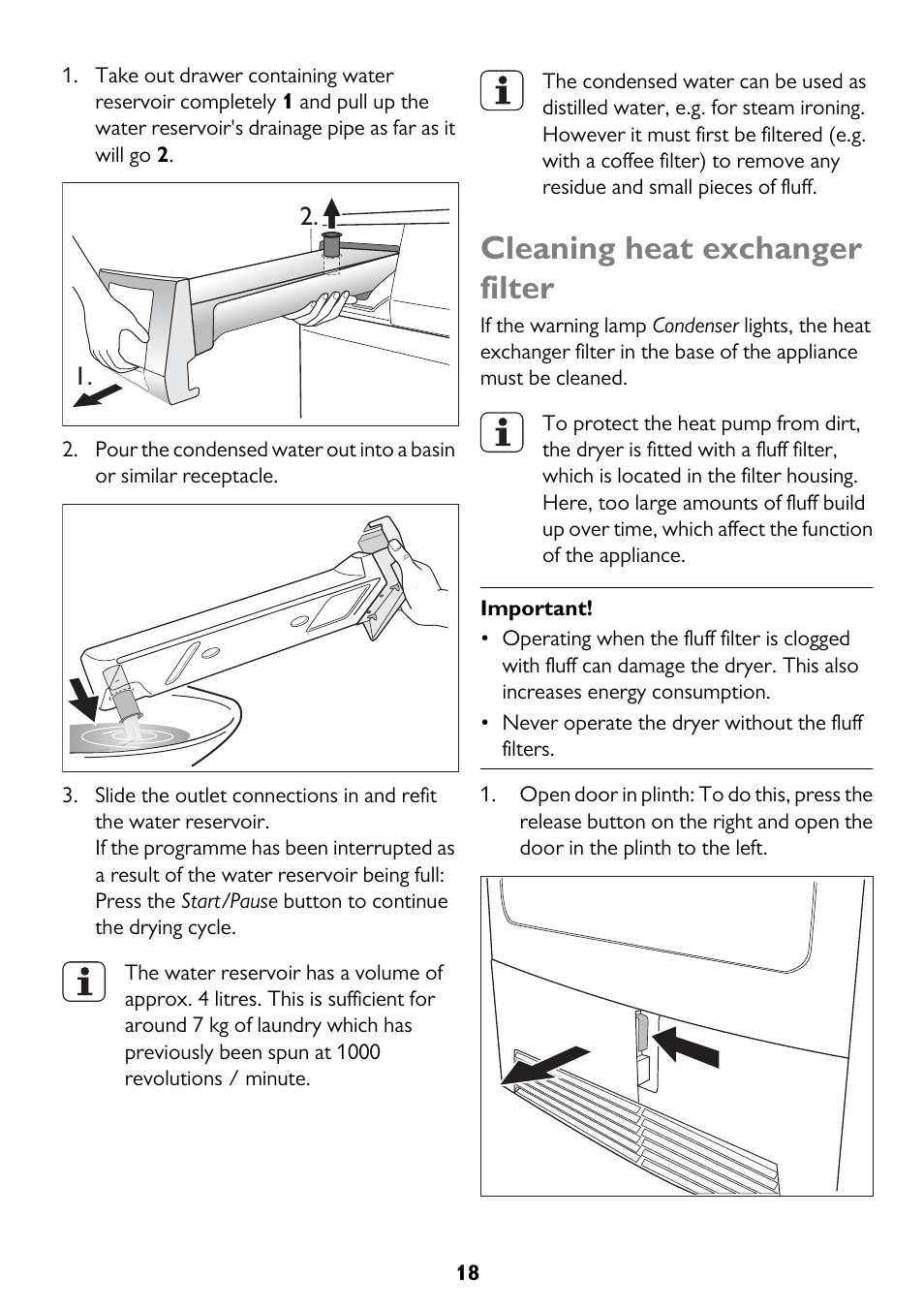 Cleaning heat exchanger filter | John Lewis U33046 JLTDC10 User Manual | Page 18 / 32