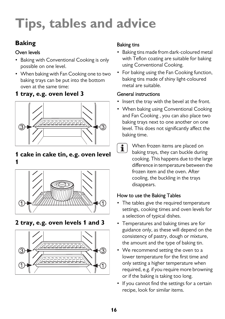 Tips, tables and advice | John Lewis JLBIDU712 User Manual | Page 16 / 40