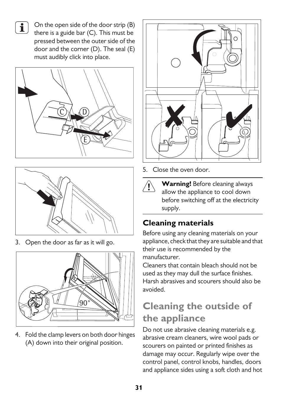 Cleaning the outside of the appliance | John Lewis JLBIDU712 User Manual | Page 31 / 40