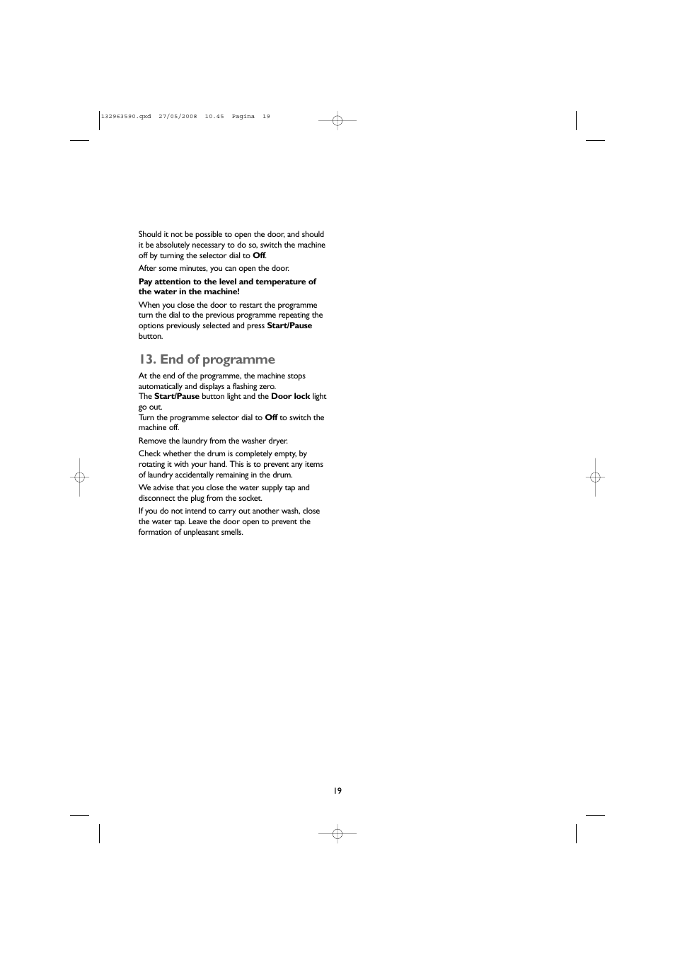 End of programme | John Lewis JLWD 1609 User Manual | Page 19 / 32
