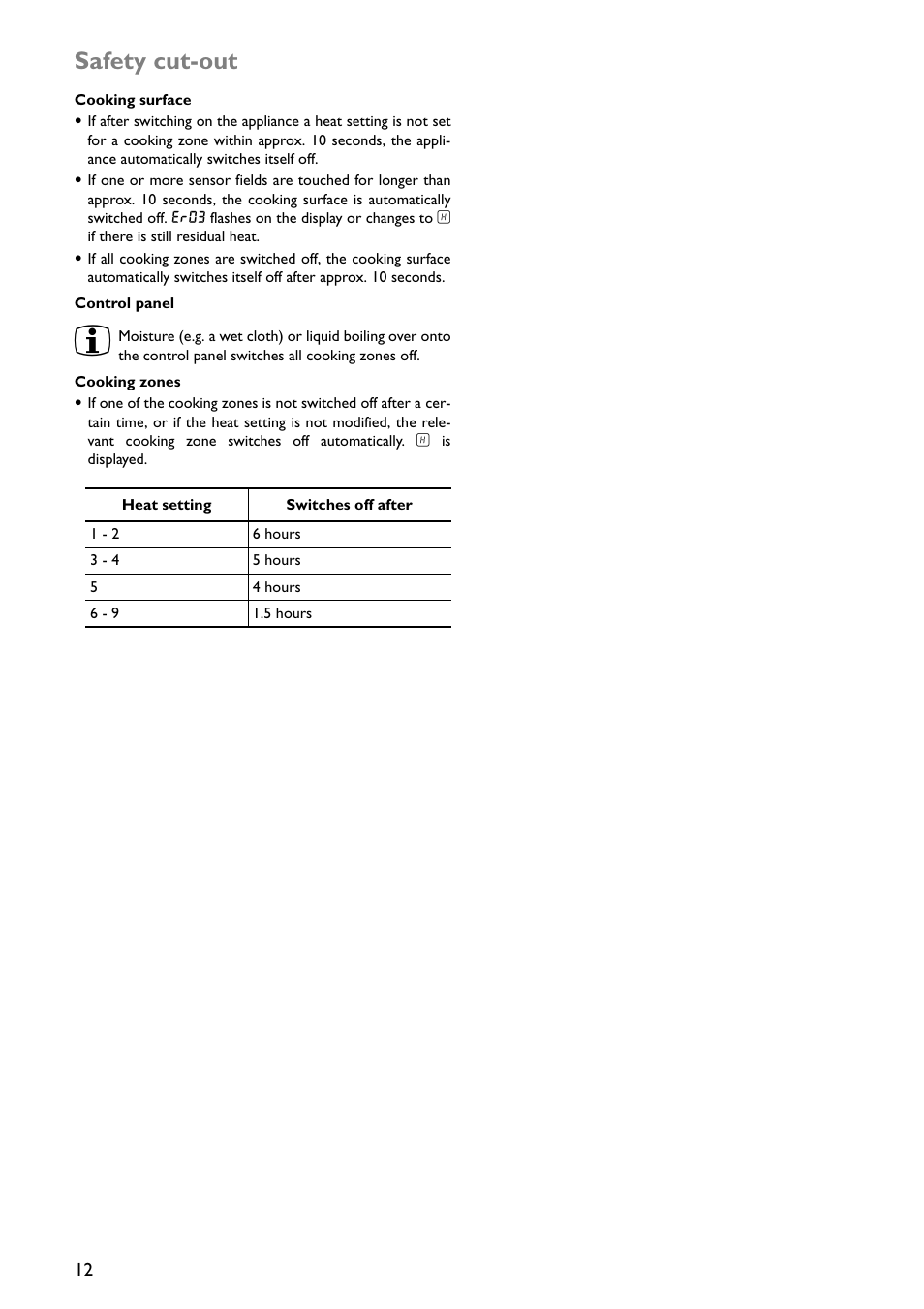Safety cut-out | John Lewis JLBICH602 User Manual | Page 12 / 20