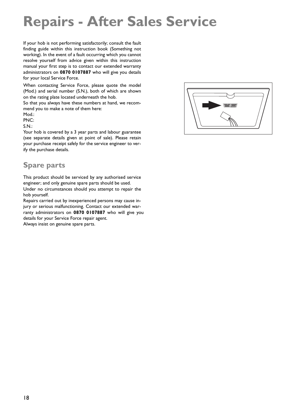 Repairs - after sales service, Spare parts | John Lewis JLBICH602 User Manual | Page 18 / 20