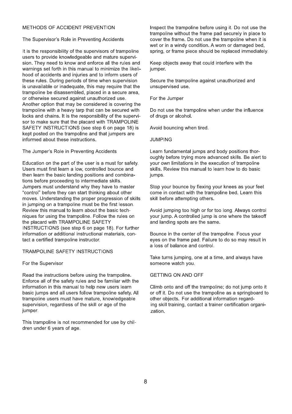 Jumpking Orbounder 12ft Combo YJ User Manual | Page 7 / 21