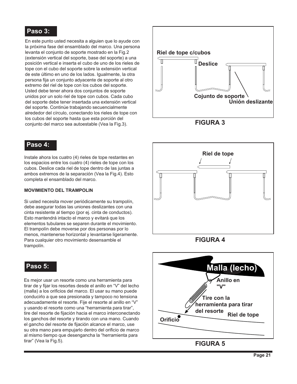 Malla (lecho) | Jumpking backyard JKXT12W User Manual | Page 21 / 28